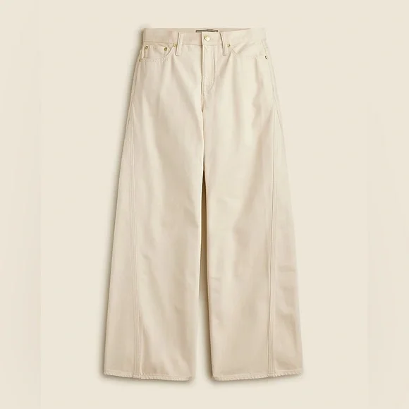 J. Crew Point Sur Seamed Puddle Jean Ecru Barrel Wide Leg Relaxed Fit Size 30 - Picture 4 of 12
